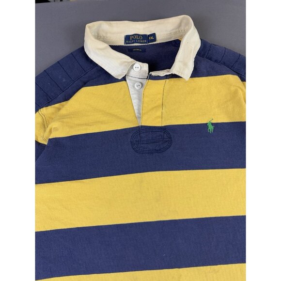 Rare Vintage Y2K Polo Ralph Lauren Rugby Shirt Stripes Thrased Streetwear Hype - Picture 3 of 16